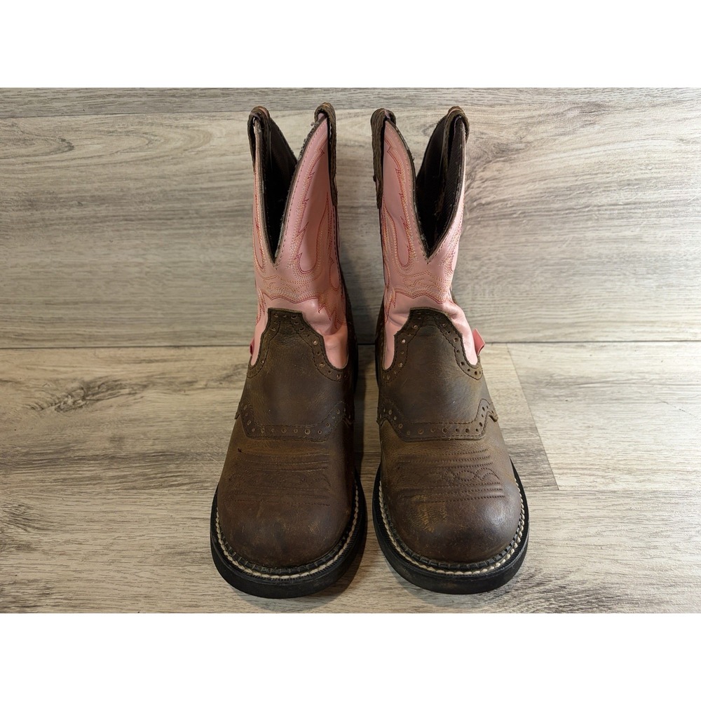 Justin Gypsy Boots Women's Size 9 B Brown Pink Leather Western Cowgirl L9901 - Picture 3 of 9